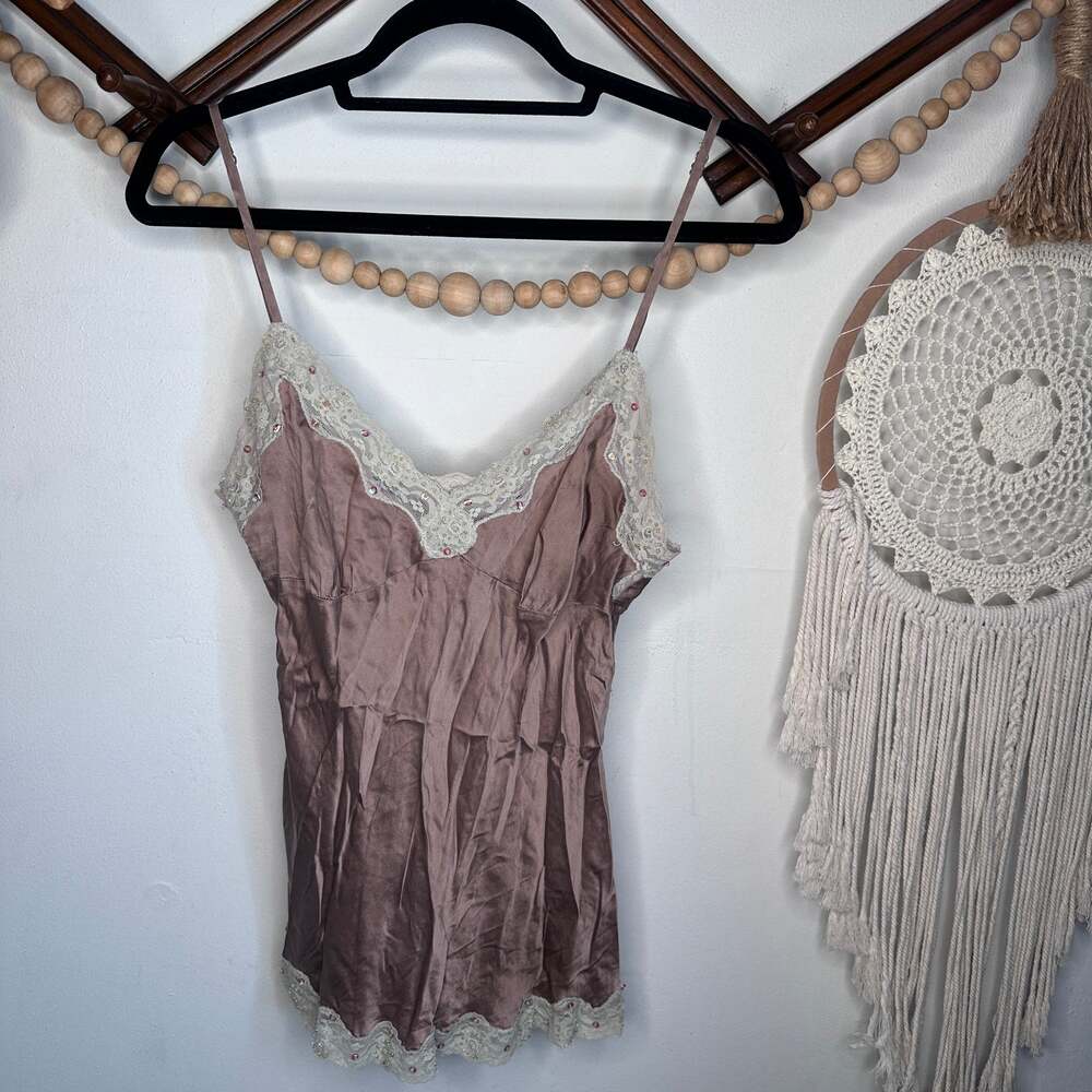 Vintage Jewel Vanessa Silk Lace Trim Cami tank